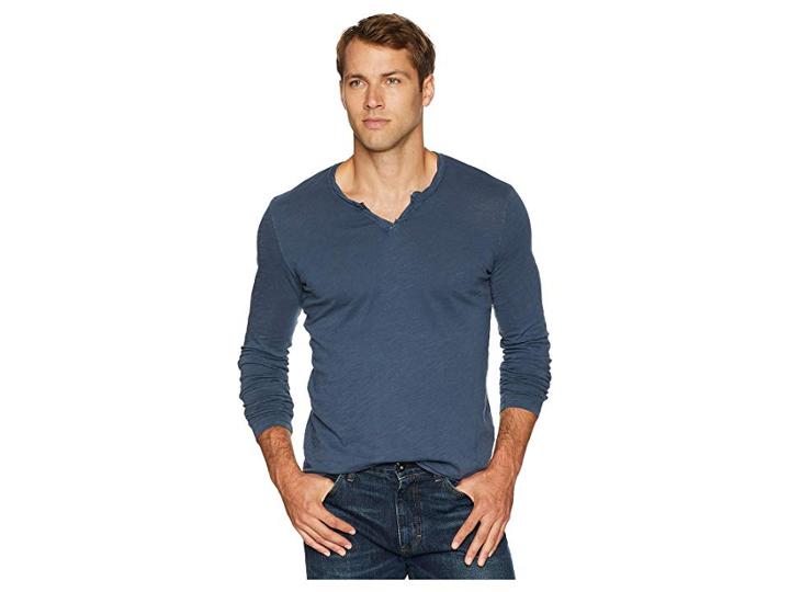 Mod-o-doc Les Carillo Long Sleeve Notch Slub Jersey V-neck (parisian) Men's Clothing
