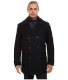 Marc New York By Andrew Marc Mulberry Pressed Wool Peacoat W/ Removable Quilted Bib (ink) Men's Coat