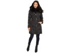 Via Spiga Faux Fur Trimmed Hood Winter Coat (black) Women's Coat