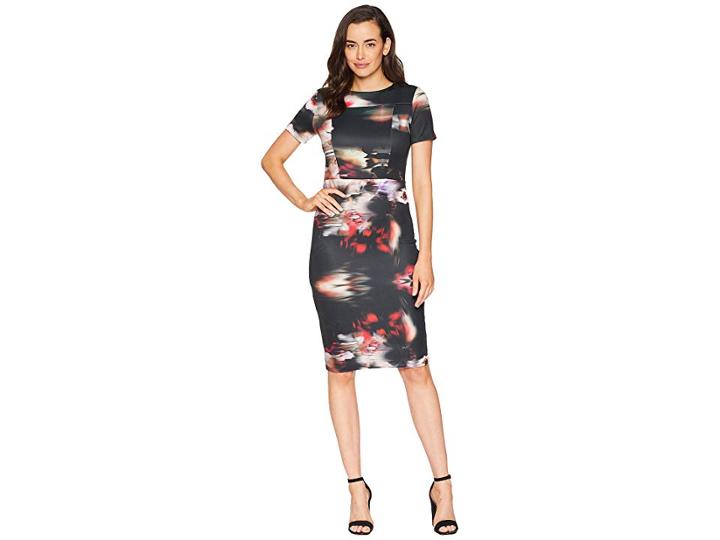 Alexia Admor Scuba Midi Sheath Dress (abstract Floral) Women's Dress