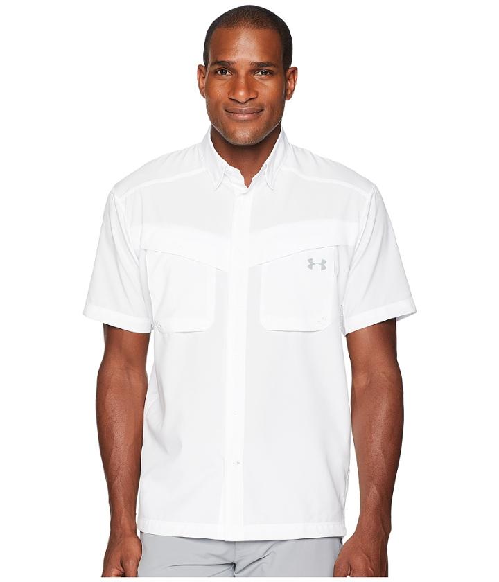 Under Armour Ua Tide Chaser Short Sleeve Shirt (white/steel) Men's Short Sleeve Button Up