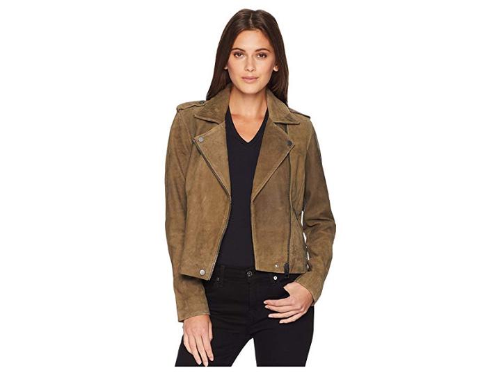 Lucky Brand Helen Leather Moto Jacket (khaki Olive) Women's Coat