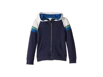 Splendid Littles Racing Stripe Hoodie Jacket (little Kids/big Kids) (true Navy) Boy's Coat
