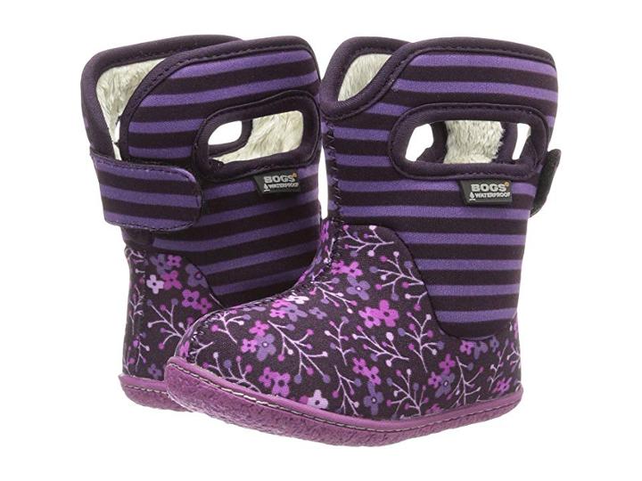 Bogs Kids Baby Classic Flower Stripe (toddler) (plum) Girls Shoes