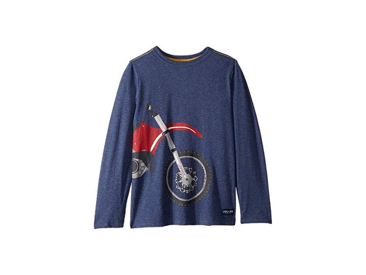 Joules Kids Screen Print Long Sleeve Tee (toddler/little Kids/big Kids) (blue Marl Motorbike) Boy's T Shirt