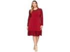 Michael Michael Kors Plus Size Fabric Mix Long Sleeve Dress (maroon) Women's Dress