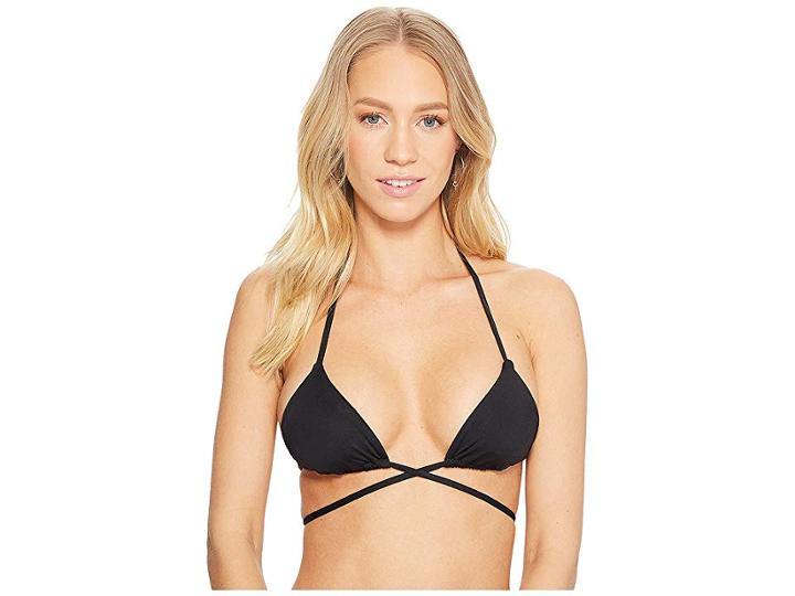 Vitamin A Swimwear Gia Triangle Wrap Bikini Top (eco Black) Women's Swimwear