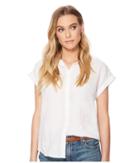 Lucky Brand Solid Short Sleeve Top (lucky White) Women's Short Sleeve Button Up