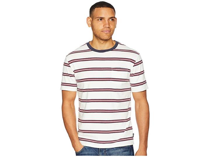 Brixton Hilt Washed Short Sleeve Pocket T-shirt (white/navy/red) Men's Clothing