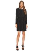 The Kooples Shirt-style Dress With Lace Stripe On The Sleeves (black) Women's Dress