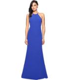 Faviana Crepe Halter W/ Strap Sides S7913 (royal) Women's Dress