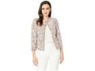 Tahari By Asl Boucle Tweed Open Jacket With Gold Button (cream/magenta) Women's Jacket