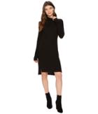 Heather Brushed Hacci Long Sleeve Dress (black) Women's Dress