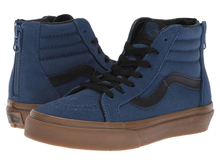 Vans Kids Sk8-hi Zip (little Kid/big Kid) ((gum Outsole) Dark Denim/black) Boys Shoes