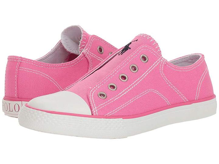 Polo Ralph Lauren Kids Rowenn (little Kid) (baja Pink Canvas/navy Pony Player) Boy's Shoes