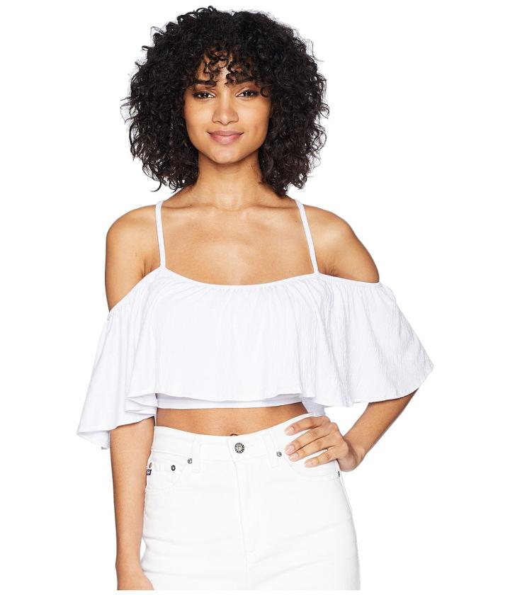 Amuse Society Lifes A Frill Knit Top (white) Women's Clothing