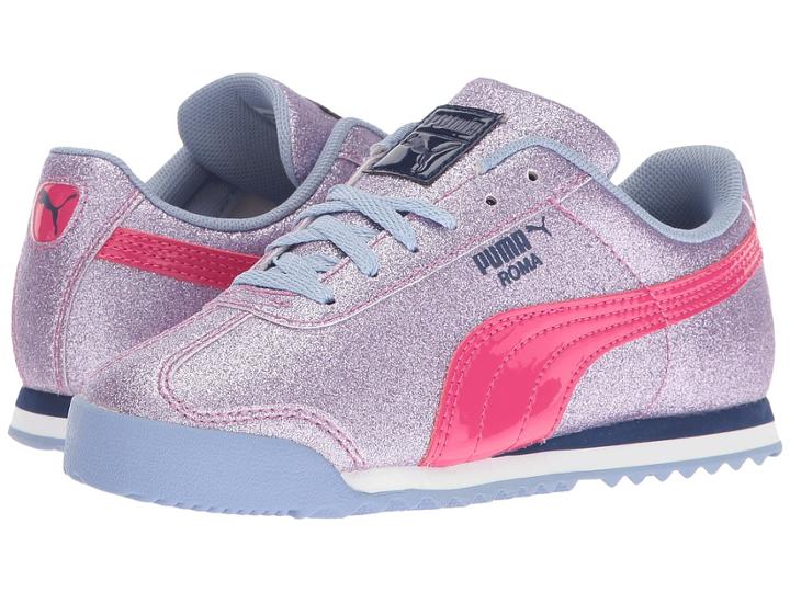 Puma Kids Roma Glitz Glamm Ps (little Kid/big Kid) (lavendar Lustre/beetroot Purple) Girls Shoes