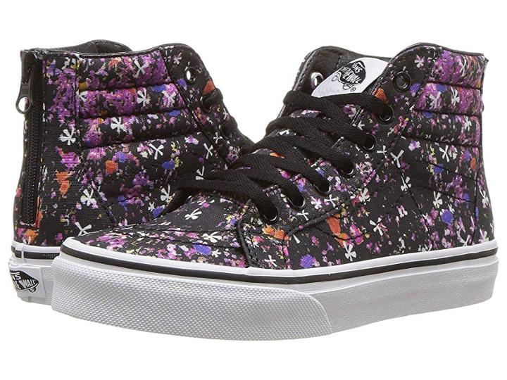 Vans Kids Sk8-hi Zip (little Kid/big Kid) ((floral Pop) Black/true White) Girls Shoes