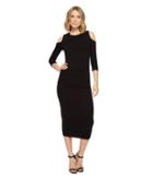Michael Stars Cold Shoulder Midi Dress W/ Shirring (black) Women's Dress
