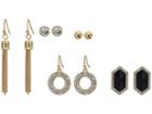 Guess 6 Piece Stud And Dainty Drop Earrings Set (gold/jet) Earring