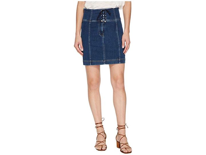 Free People Modern Femme Corset Skirt (blue) Women's Skirt
