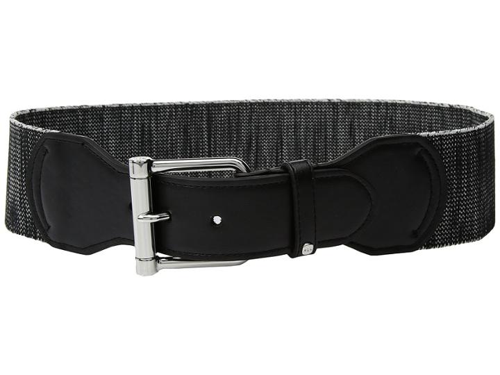 Lauren Ralph Lauren Stretch Roller Tab Front Belt (black/black) Women's Belts
