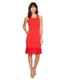 Michael Michael Kors Pleat Hem Tiered Dress (true Red) Women's Dress
