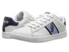 Polo Ralph Lauren Kids Quilton Bear (big Kid) (white Leather/blue/navy Striping/americana Boy Bear) Boy's Shoes