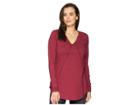 Mod-o-doc Classic Jersey Long Sleeve Seamed V-neck Tee (cranberry) Women's T Shirt