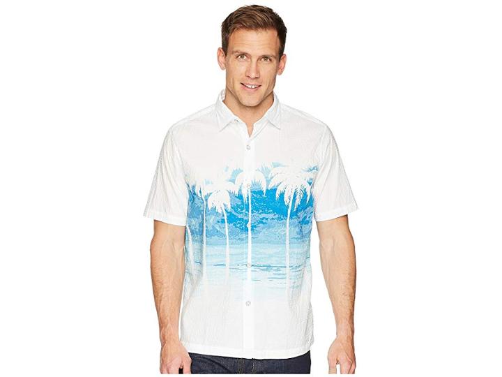 Tommy Bahama Palmera Vista Camp Shirt (blue Spark) Men's Clothing