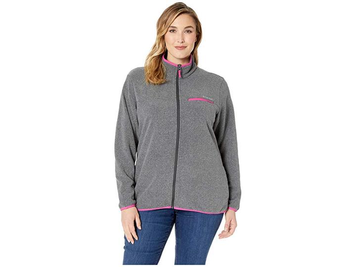 Columbia Plus Size Mountain Crest Full Zip (shark Heather/fuchsia) Women's Coat