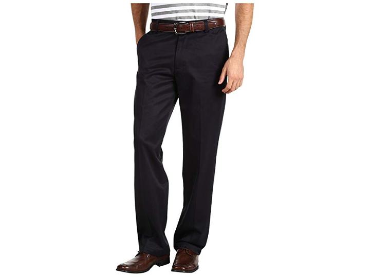 Dockers Signature Khaki D2 Straight Fit Flat Front (navy) Men's Casual Pants