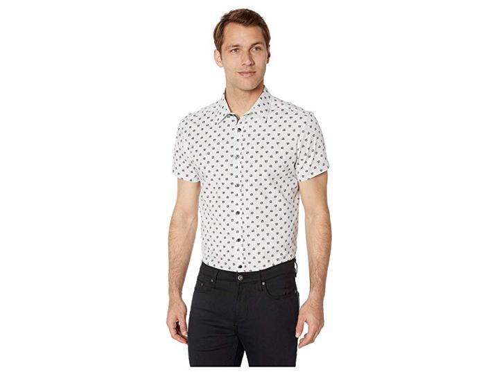 Kenneth Cole New York Short Sleeve Hibiscus Print Shirt (white) Men's Clothing
