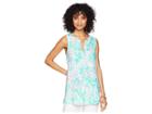 Lilly Pulitzer Sleeveless Sarasota Top (seasalt Blue On Parade) Women's Clothing