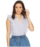 Bishop + Young Stripe Ruffle Top (blue/white Stripe) Women's Clothing