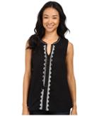 Dylan By True Grit Folklore Tunic W/ Natural Jute Embroidery (vintage Black) Women's Clothing