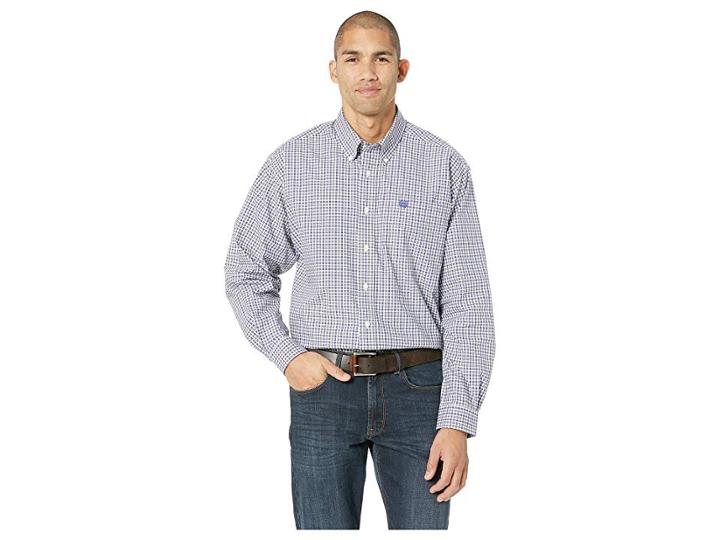 Cinch Long Sleeve Plaid (white) Men's Clothing