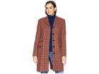 Lauren Ralph Lauren Plaid Wool Blend Trench Coat (red Multi) Women's Coat