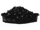 Suecomma Bonnie Embellished Faux Fur Flat Sandals (black) Women's Shoes