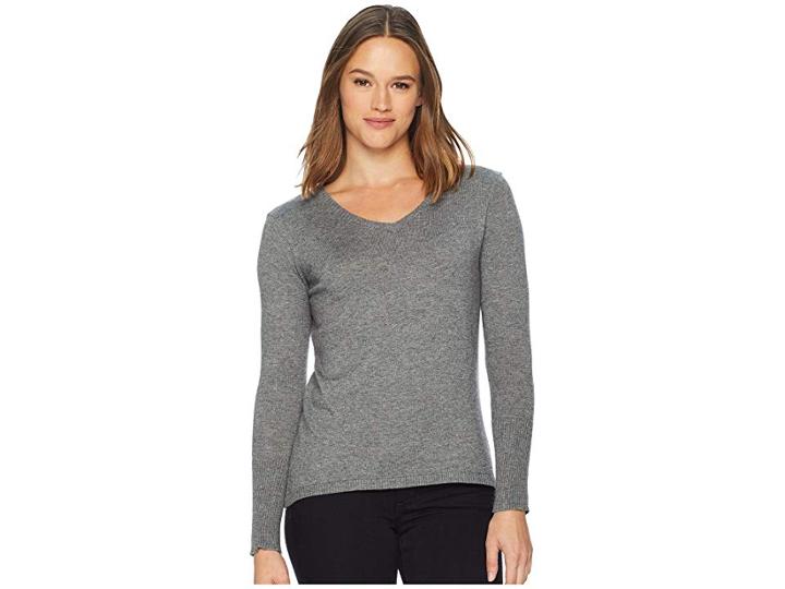 Smartwool Shadow Pine V-neck Sweater (medium Gray Donegal) Women's Sweater