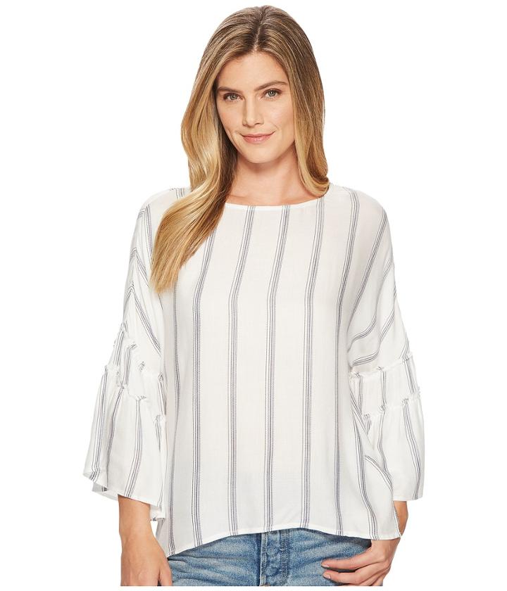 Liverpool Voluminous Sleeve Shirt (white/blue Stripe) Women's Clothing