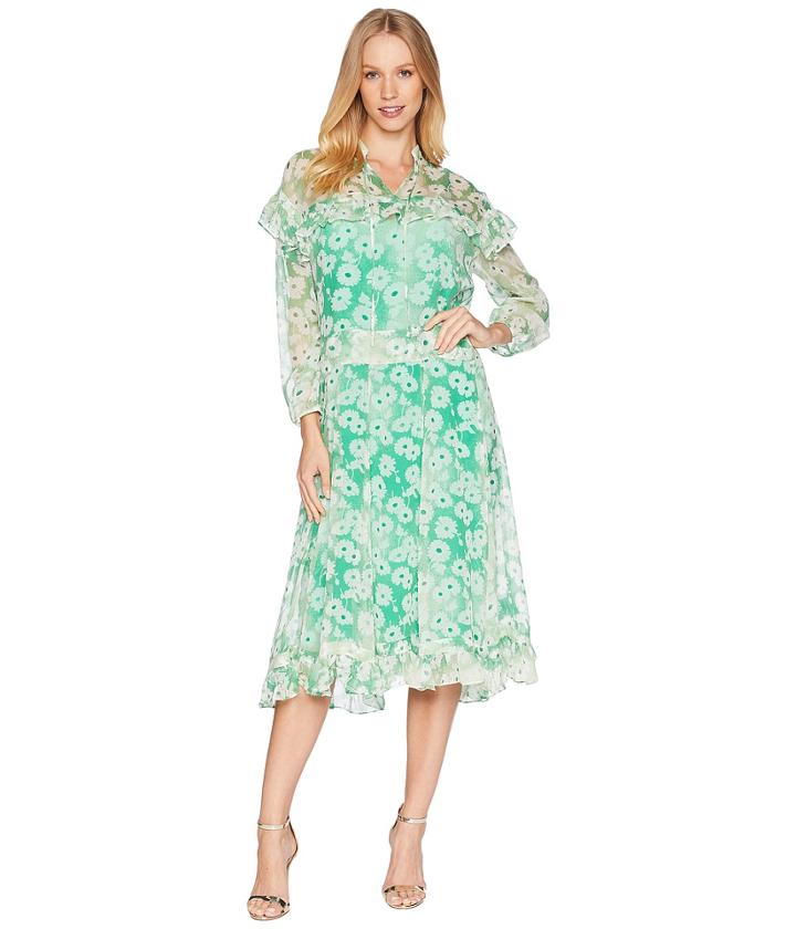 Juicy Couture Washed Daisy Ruffle Midi Dress (botanical Washed Daisy) Women's Dress