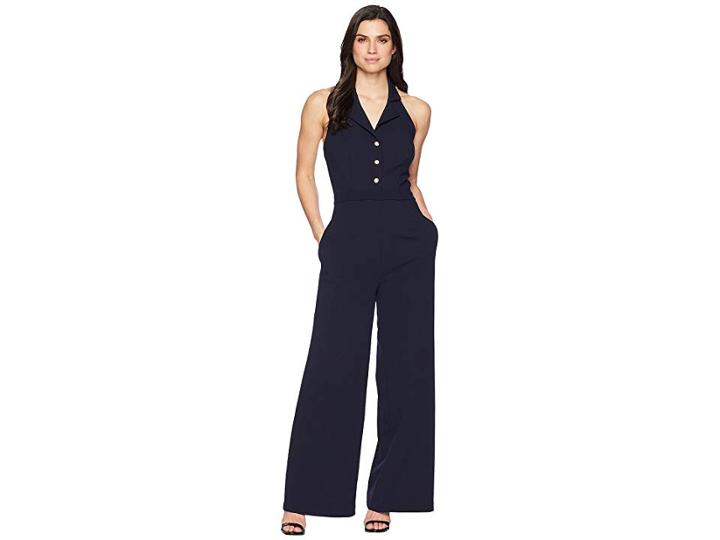 Ivanka Trump Halter Neck Maxi Jumpsuit (navy) Women's Dress