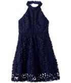Bardot Junior Gemma Halter Dress (big Kids) (blue Ink) Girl's Dress