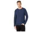 Lucky Brand Long Sleeve Snow Heather Henley Tee (navy) Men's T Shirt