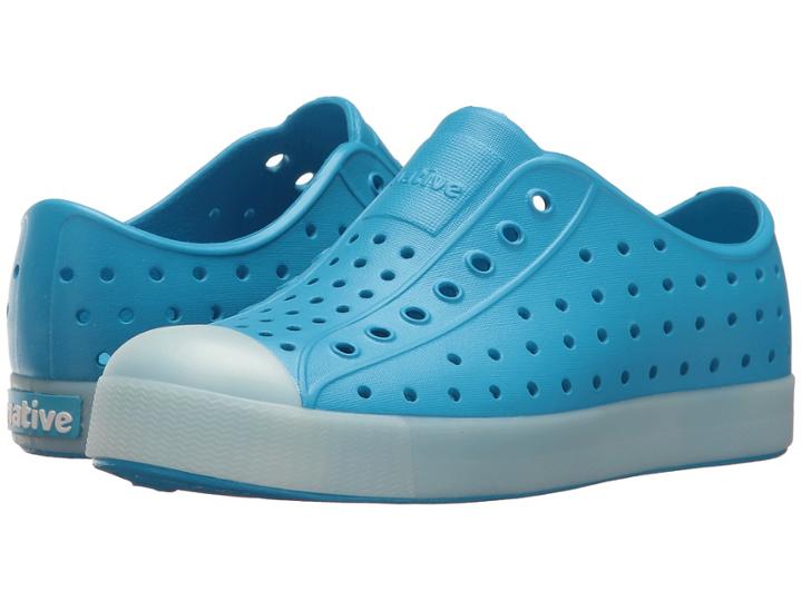 Native Kids Shoes Jefferson Glow (little Kid) (wave Blue/glow In The Dark) Kid's Shoes