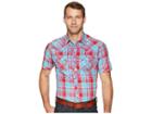 Wrangler Rock 47 Short Sleeve Plaid Snap Shirt (red/blue) Men's Short Sleeve Button Up