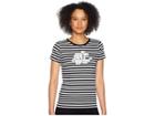 Lauren Ralph Lauren Monogram Striped T-shirt (polo Black/soft White) Women's T Shirt