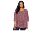 Michael Michael Kors Plus Size Tiny Wildflower Flowy Top (true Navy/bright Blush) Women's Clothing