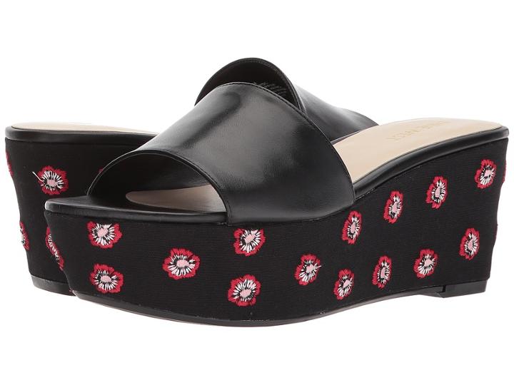 Nine West Falardo Platform Wedge Slide Sandal (black Semal Soft Crust) Women's Wedge Shoes